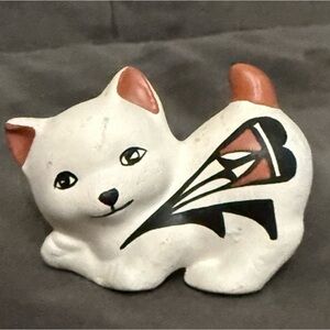 Acoma Native Pottery P Jim Cat Handmade Crouching Kitten
